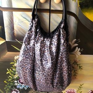 Lulu Sequin Cheetah Print Hobo Bag